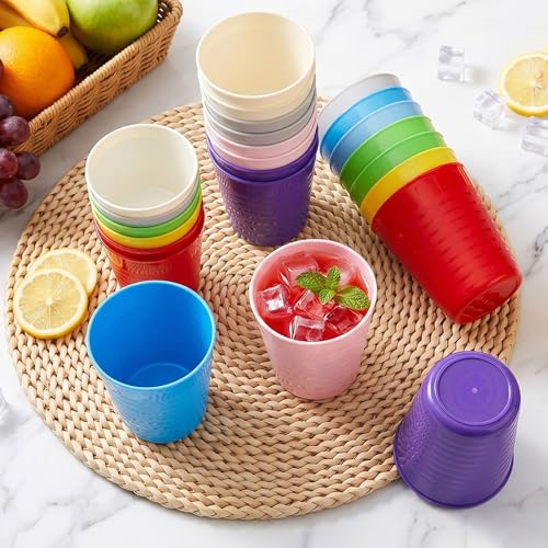 Frcctre 24 Pack Kids Plastic Cups, 8 Oz Unbreakable Reusable Tumblers BPA-Free