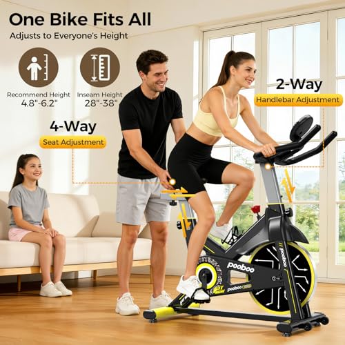 Magnetic Exercise Bike with App & Tablet Mount - Silver Yellow