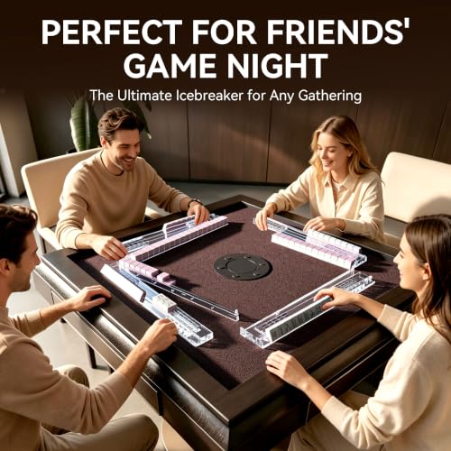 OKMXBS Clear Acrylic Mahjong Racks with Pushers Set of 4 - Non-Slip Game Night Accessories
