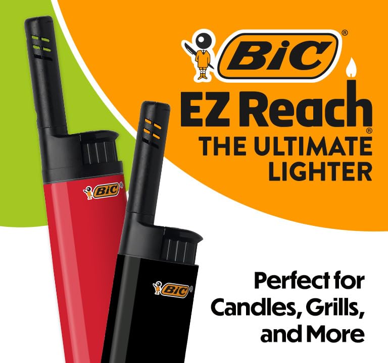 BIC EZ Reach Lighters - 6-Pack Extended-Neck Candle & Fireplace Lighters