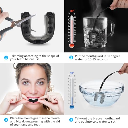 Youth Football Mouth Guard - Soft Protective Mouthpiece - Black