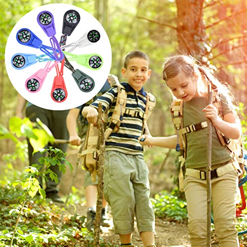 Mini Compass Bulk Kit - 10 Mixed Color Keychain Compasses for Kids