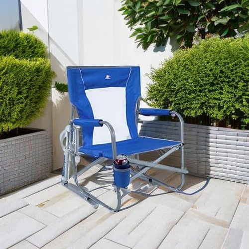 GCI Outdoor Beach Rocker Folding Chair - Portable Rocking Design in Saybrook Blue