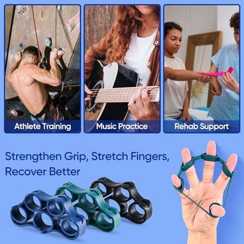 Hand Therapy Kit – 6-Piece Grip Strength Trainer Set with Finger Exerciser & Stress Balls - Cool Tones