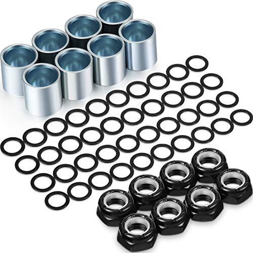 Hotop 56 Pcs Skateboard Truck Hardware Kit with Nuts, Spacers & Speed Rings