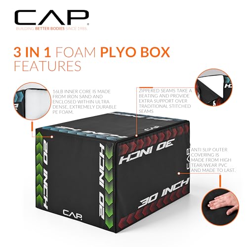 3-in-1 Foam Plyometric Jump Box - Adjustable Heights for Home Gym