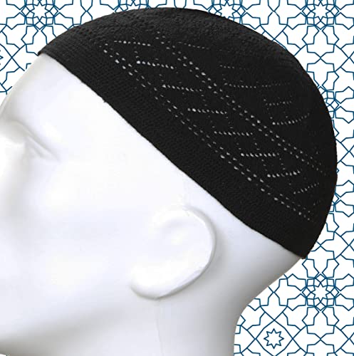 Kufi Hat for Men - Breathable Crochet Cap - Black Color
