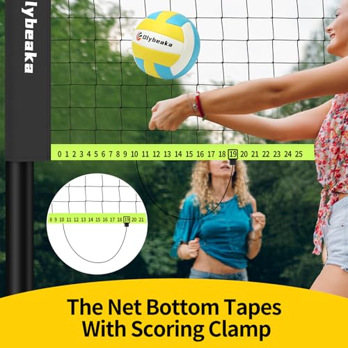 Portable Volleyball Net Set 32FT - Adjustable Height, Carry Bag, Black & Green