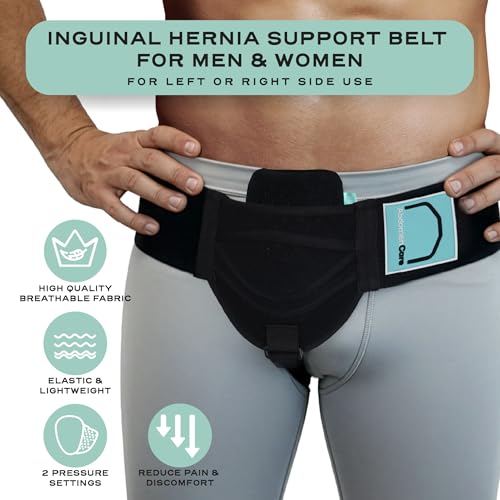 Abdomencare Black Inguinal Hernia Belt for Men & Women S/M Support Groin Truss