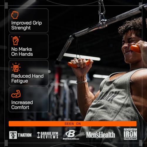 Angles90 Orange Pull Up Grip Handles for Lat Pulldown & Cable Machines