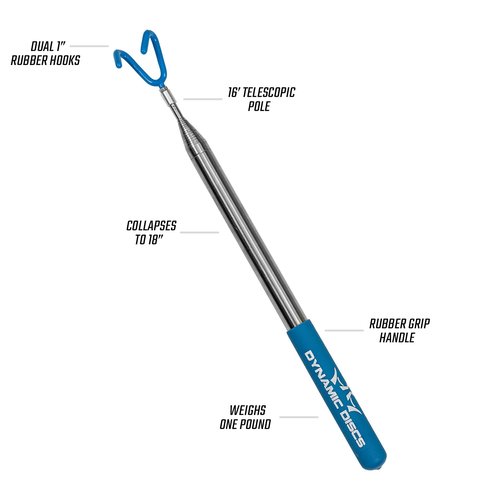 Dynamic Discs Disc Golf Retriever | 16ft Reach, 18in Collapsed | Telescoping Grabber with Hook | Retrieve from Trees or Water Without Getting Wet | Retriever Pole Accessories & Gifts