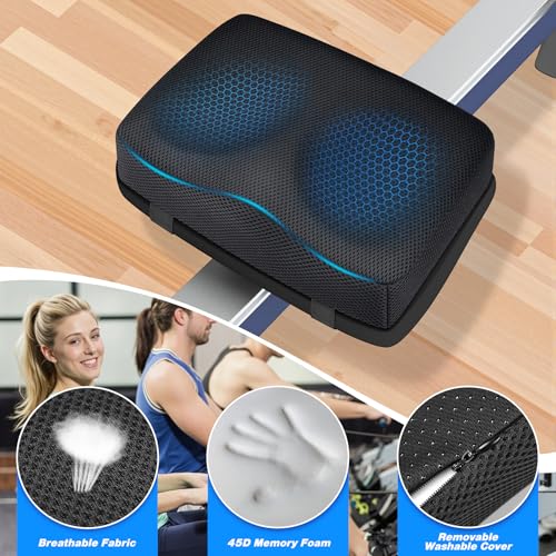 Rowing Machine Seat Cushion - Memory Foam Pad, Non-Slip, Black