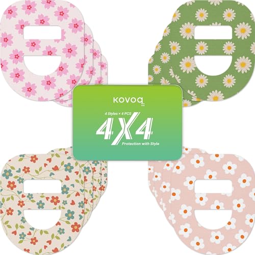 KOVOQ Omnipod 5 Overpatches Flower 16 Pack – Waterproof patches for Omnipod 5 & DASH