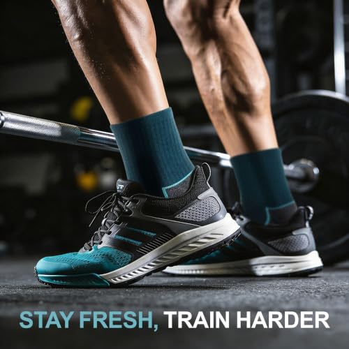 Men's Cushioned Ankle Socks - Athletic Running Gym Socks 10-13 / 6 Pairs Multicolor