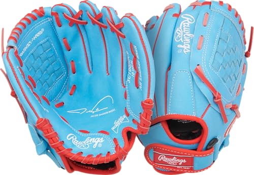 Rawlings Jacob deGrom 10" Youth Baseball Glove - Columbia Blue & Scarlet
