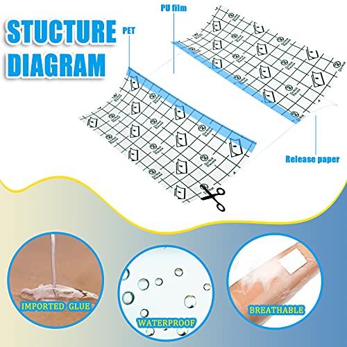 50 Pcs Waterproof Transparent Bandages - 4 x 4 Inch Tattoo Cover