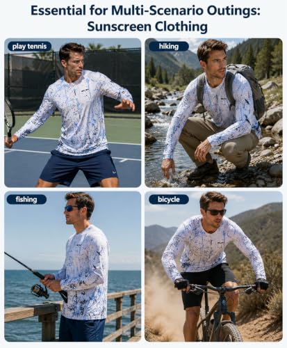 WELIGU Men's UPF 50+ Rash Guard Long Sleeve Swim Shirt XX-Large / L-a-white