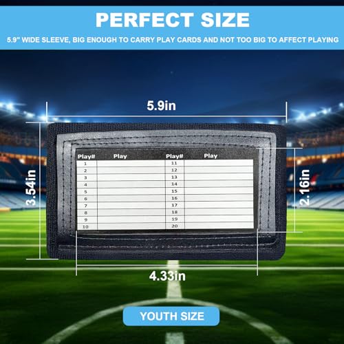 Football Play Wristbands for Youth - Triple Window, Black 12 Pack