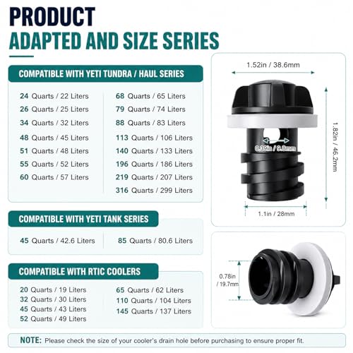 Leak-Proof Cooler Drain Plug Replacement for YETI & RTIC Models