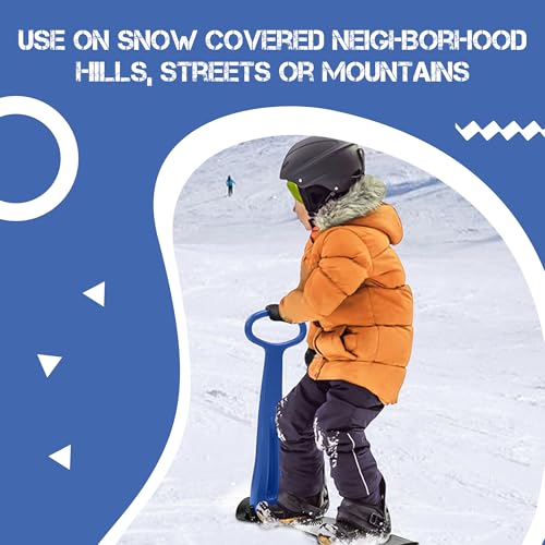 Foldable Snow Scooter with LED Light - Blue Ski Skooter for Kids