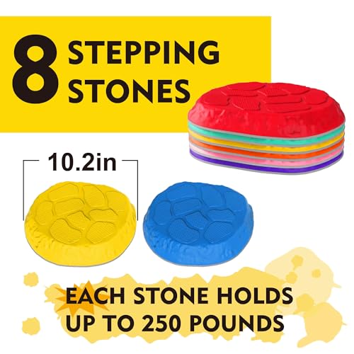 8 Pack Kids Balance Stepping Stones - Non-Slip Indoor Outdoor Toys for Coordination Development