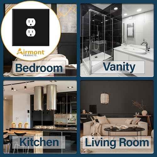 (2 Pack) Jumbo 2-Gang Duplex Outlet Cover Plate – Oversized 5.5"x5.5" Centered Receptacle Faceplate, Heavy-Duty Black Metal, Matte Finish, Screw Mount, Made in USA, Fits Standard Duplex Outlets