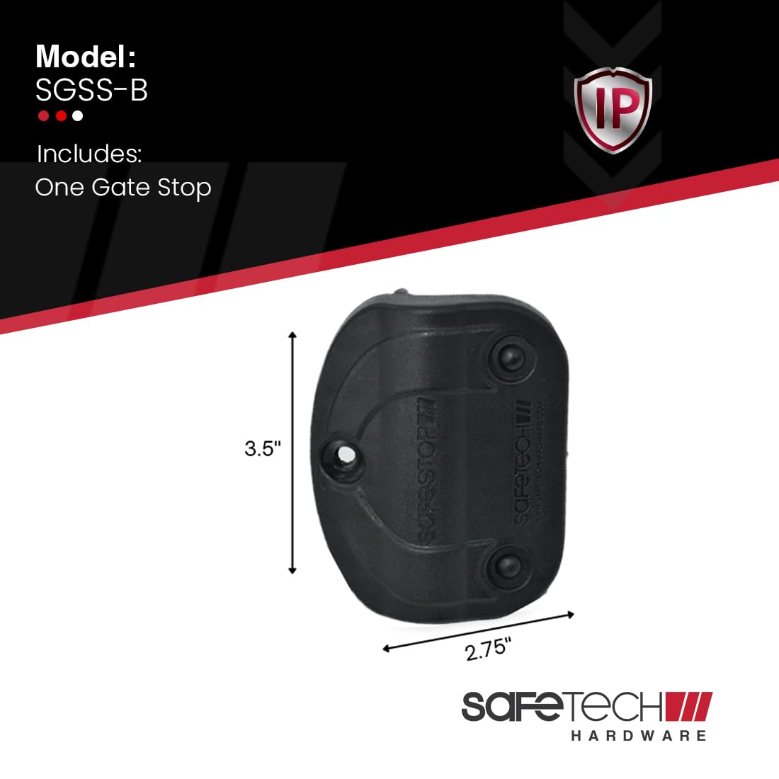 Safetech Hardware Polymer Gate Stop | Damage Protection Bumper Reduces Gate Closing Noise | Prevent Gate Slamming, Hinge Overextension & Sway | Aluminum/Metal SGSS - Black