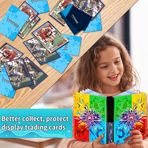 4 Pocket Card Binder with 50 Removable Sleeves - Zipper Case, 400 Card Capacity, Tyyfnn