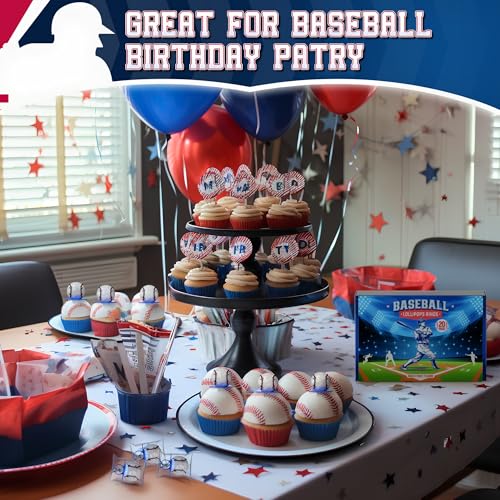 3D Baseball Lollipop Rings 20pk - Baseball Candy for Party Favors & Kids