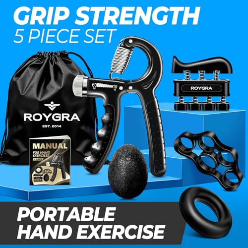 Grip Strength Trainer Set - Forearm & Hand Exercisers, Black