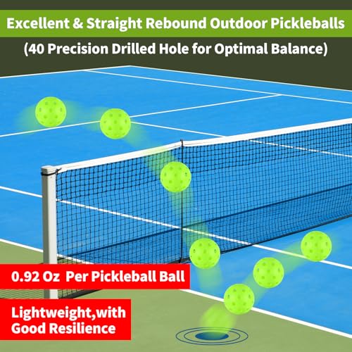 Outdoor Pickleball Balls Set - 4 Pcs Green, 40 Holes