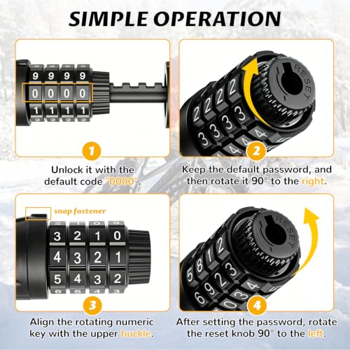 Heavy Duty 6FT Steel Cable Lock with 4-Digit Combination for Bikes & Outdoor Security