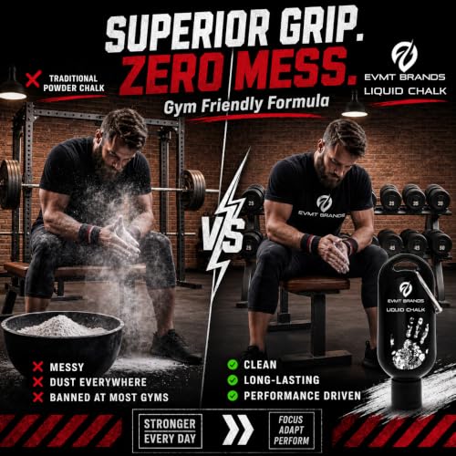 Liquid Chalk for Weightlifting, Rock Climbing & Gymnastics - Mess-Free Grip