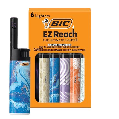 BIC EZ Reach Lighters - 6-Pack Extended-Neck Candle & Fireplace Lighters