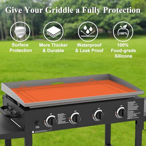 HONSREO 36-inch Orange Silicone Griddle Mat for Blackstone – Food Grade Grill Protector, Cuttable & Customizable
