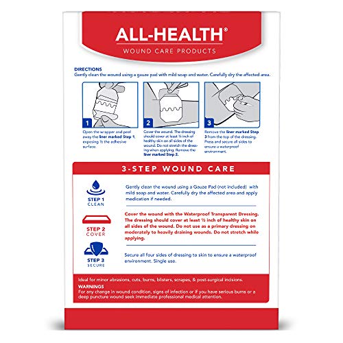 Waterproof Transparent Wound Dressing - 2.36" x 2.75", 16 Count