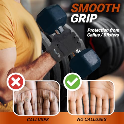 Workout Gloves for Men & Women - Enhanced Grip, Wrist Support, Black Medium