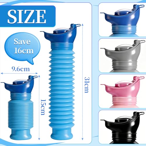 750ml Portable Emergency Urinal - Blue Shrinkable Toilet for Travel