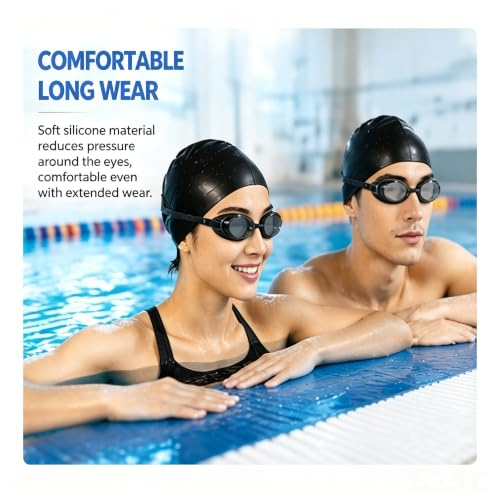 Swimming Goggles for Adults - Anti-Fog Leak-Proof - Black