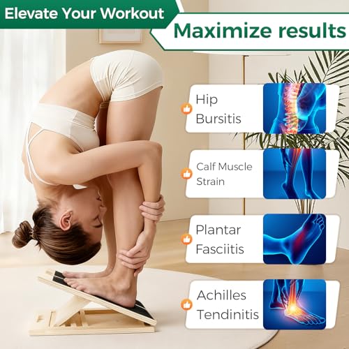 Adjustable Wooden Slant Board for Calf Stretching & Rehab