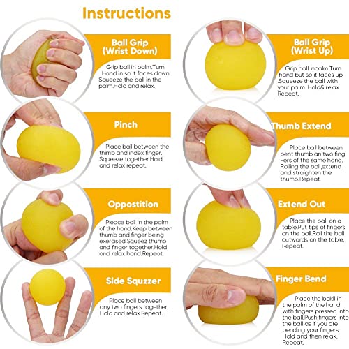 3 Pack Stress Relief Hand Exercise Balls - Silicone Therapy Balls