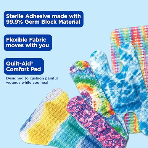 Tie-Dye Adhesive Bandages - 100 Count Flexible Fabric Wound Care