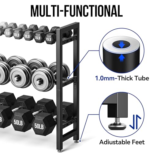 3 Tier Dumbbell Rack - Adjustable Weight Storage for Home Gym