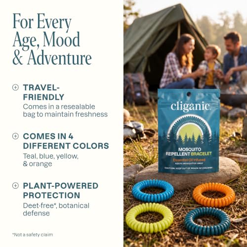 10 Pack Mosquito Repellent Bracelets - DEET-Free Natural Bands