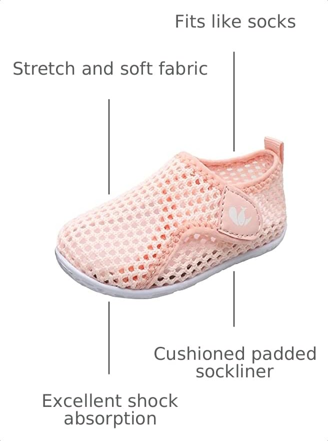 JIASUQI Baby Water Shoes for Toddler Girls & Boys 2.5-3 Years Pink Beach Sandals