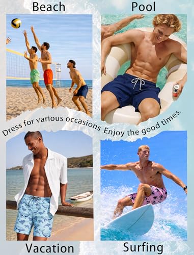COOFANDY Men's 7 Inch Black Swim Trunks with Mesh Liner, Large