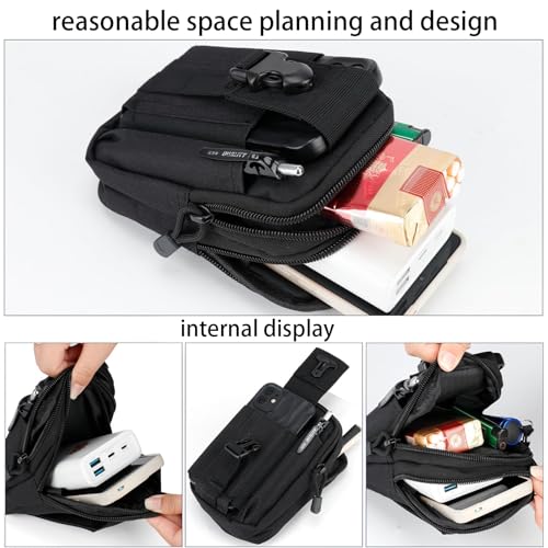 Hynhsun 2 Pack Tactical Molle Pouches - Universal EDC Waist Bag Pouches, Black