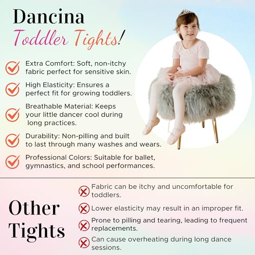Toddler Ballet Tights for Girls - Soft & Stretchy, 2-4T (2 Pairs) - Ballet Pink