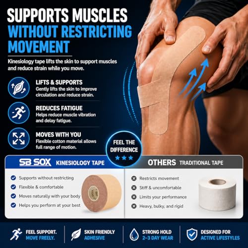 Kinesiology Tape - 16 ft Latex-Free Precut Strips - Nude