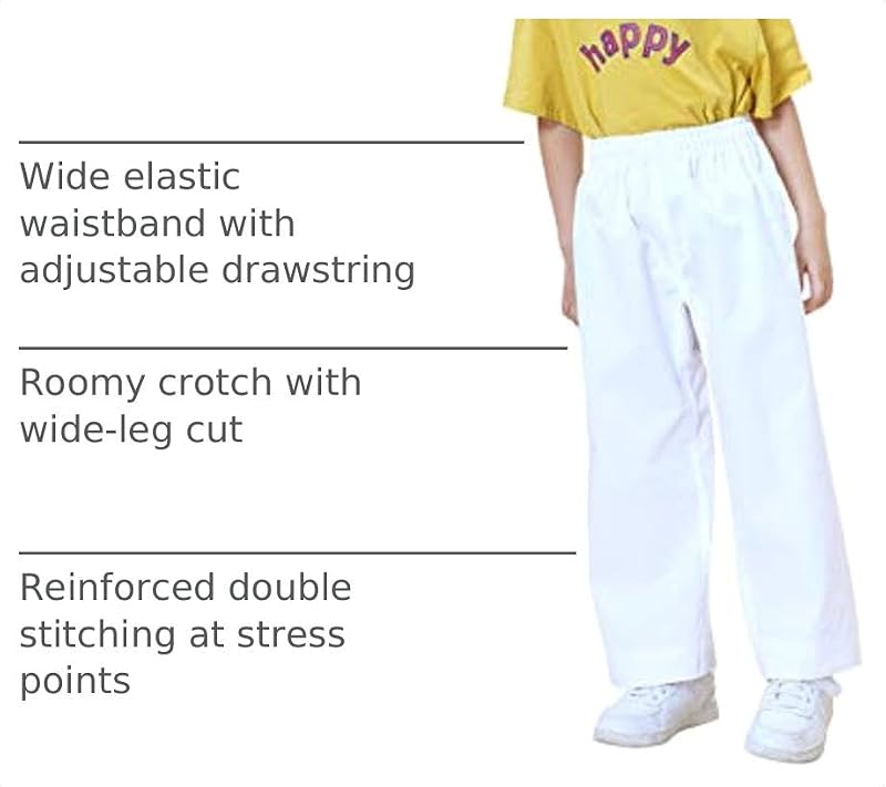 TOPTIE White Adult Kids Karate Pants Martial Arts Uniform for Training